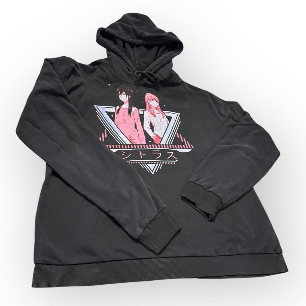 Citrus Anime Hoodie Size XL Black Pullover Yuzu Aihara and Mei Aihara Otaku‎ Y2K
